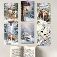 10PCS Cute Animals In Winter Card Poster Stickers Luggage Coffee Aesthetic Harajuku Decoration Graffiti Card Posters Sticker