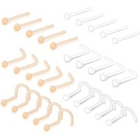 Clear Nose Rings Studs L Shape Piercing Retainer Flexible Nose Bone Flesh Skin Color Nostril Piercing Retainer for Work Flat Top
