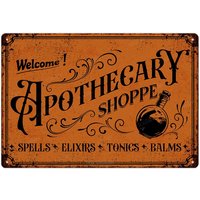 Apothecary Shoppe Metal Tin Signs Vintage Witches Kitchen Decor Halloween Party Retro Decorations for Home Bar Cafe Porch Pat