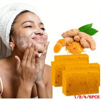 1/2/4/6Pcs Turmeric Kojic Acid Handmade Soap Scrub for Exfoliation, Moisturizing, Deep Cleansing, Spot Removal, Acne Removal