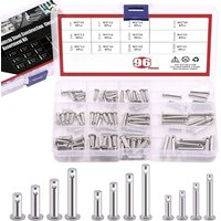 96pcs 304 Stainless Steel Metric Hole Clevis Pins Assortment Kit Link Hinge Pin Flat Head Cylindrical Pin M3 M4 M5 Assorted Set