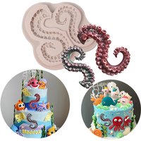 Sea Octopus Tentacles Fondant Silicone Mold For Cake Decorating Cupcake Topper Marine Chocolate Candy GumPaste Polymer Clay Tool