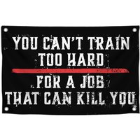 Thin Red Line Motivation Flag - Fire Station Training Quote Decor - Improvement Wall Decor for Gym - Single Sided Banner