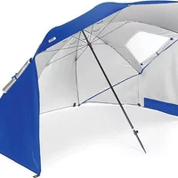 Durable Camping Parasol 2.4 Meters Durable with Mesh Window Dual-Purpose Beach Tent Umbrella for Sunshade And Privacy