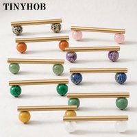 Tinyhob Nordic Art uchwyt/naturalny marmur + mosiężne uchwyty i gałki uchwyty do szuflad gałki do szafek kuchennych różowy sprzęt meblowy