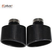 Oval Gloss Carbon Fiber Universal Car Mufflers Tip Exhaust Pipe Nozzle Decoration stainless steel Black silvery Tilting Left Rig