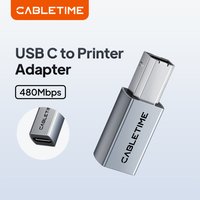 CABLETIME USB C to USB B Printer Adapter 480Mbps Aluminum Shell Type C to USB B 2.0 Printer Male for HP Lenovo