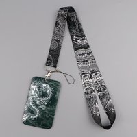 Dark Dragon Lanyard Neck Strap Keychain Cool Animals ID Card Cover Badge Holder Mobile Phone Hang Rope Keyring Accessories Gifts
