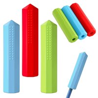 3pcs/set Silicone Chewable Pencil Topper Crystal Silicone Pencil Cover Tube Teething Sensory Pencil Chew Topper For Boys Girls