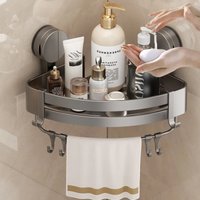 Suction Cup Shower Corner Shelf – Wall Mounted No-Drill Organizer for Shampoo Bottles, Bathroom Storage Rack