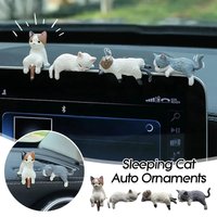 4pcs Cute Cat Car Center Console Decoration Funny Kitten Action Figure Auto Dashboard Rearview Mirror Decoration Car Accessories