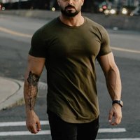 Summer Solid Color Short Sleeve Sportswear Mens O-neck Cotton Breathable T Casual Shirts Gym Bodybuilding Fitness T-Shirts