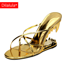 Dilalula Fashion Super High Strange Heel Mules For Women Narrow Band Summer Slippers Sexy Night Club Party Shoes