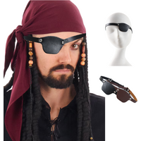 2024 New Medieval Renaissances Pirate Eyepatch Pu Leather Eye Patches for Lazy Eye Single Eyemask Halloween Cosplays Costumes
