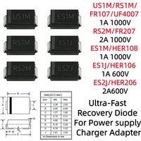 US1M/RS1M/FR107/UF4007 RS2M/FR207 ES1M/HER108 ES1J/HER106 ES2J/HER206 Ultra-Fast Recovery Diode For Power supply Charger Adapter