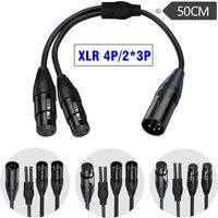 Gold-Plated XLR 4-Pin to Dual 3-Pin XLR Splitter Cable, Balanced Audio Y Adapter Cord for Stage, Recording Studio, Live Sound