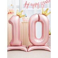 42 inch large standing pearl pink and blue birthday digital balloons Crown Year One Party decoration scene arrangement