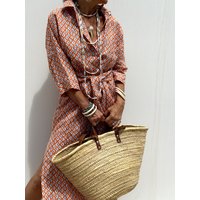 2026 New Independent Women's Striped V-Neck Cardigan with Half Sleeves, Five-Pocket Shirt Dress