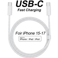 Tangle-Free Nylon Braided USB C Cable PD 60W Fast Charging Data Sync 1M 2M 3M For iPhone 17 16 15 Charge Samsung Huawei Xiaomi