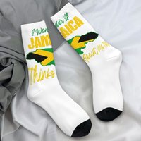 I Wonder If Jamaica Thinks About Me Too Stockings Jamaican Flag Harajuku Socks Winter Non Skid Socks Men Medium Soft Socks