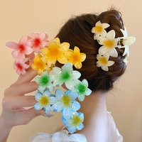 Dopamine Sunflower Shark Clip Sweet Gradient Flower Grab Clip Ponytail Braid Hair Clip for Girls Beach Vacation Hairstyles K