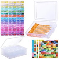 Diamond Painting Container Trays(2-In-1), 45Pcs Stackable Diamond Art Storage With 455 Color Labels Stickers