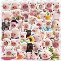 50PCS Cute Realistic Pig Stickers Children Student Stationery Notebook Window Car Waterproof Decorative Art Sticker