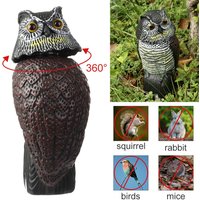 Realistic Fake Owl Decoy With Rotating Head For Garden Yard Outdoor Bird Deterrent Owl Sculpture Birds Repellent Pest Control