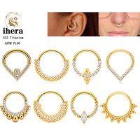 ASTM F136 Titanium Nose Ring 16G CZ Hinged Clicker Hoop Daith Cartilage Earing Septum Helix Tragus Rook Piercing Body Jewelry