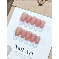 10pcs 수공 화이트 프렌치 팁 가짜 손톱 라이트 핑크 프레스 손톱 광택 전체 커버 거짓 손톱 여성과 소녀 착용 French Nils,Clean Nails,Fake nails