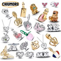 Mom Letter Charm 2026 Mother's Day Gift S925 Pure Silver Heart Dog Bead Necklace Earrings DIY Accessories Women's Jewelry