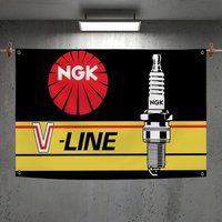 Cool N-NGK Spark Plugs Flags Custom Decorative Wall Hanging Banner Art for Bedroom Living Room Home Office Outdoor Decor Gift