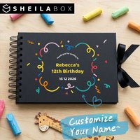 Sheilabox A5 Custom Guest Book Personalized Birthday Memory Book Black Inner Pages Bow Tie Baby Shower Wedding Anniversary Party