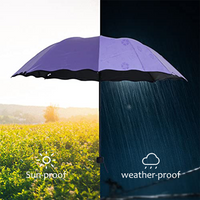 Red Leaf Portable Manual Folding Umbrella Flowering Umbrella in Water Black Glue Coated Light Weight UV Umbrella