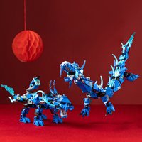 Phantom Ninja Dragon Knight's Blue Ice Dragon Vehicle Children's Building Blocks Toy Desktop Decoration Christmas Halloween Birt