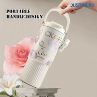JUSTINLAU 800ML Light Luxury Rose Water Cup Straw Insulated Cup with Lifting Ring Design Giving Girls A Birthday Gift Bottles