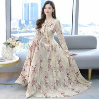 Dress Eid Muslim Women 2025 Chiffon Floral Print Abaya Party Dresses Dubai Arab Turkey Ramadan Caftan Kaftan Vestido Largos