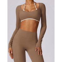 Sexy Backless Yoga Shirts For Women Long Sleeve Fitness Running Gym Clothes Workout Dry Fit Breathable High Elastic Sports Top