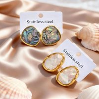 Unique Design Irregular White Shell Stainless Steel Stud Earrings for Women, Elegant High-quality Abalone Shell Jewelry Gifts