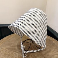 Women's Large Brim Straw Boater Hat Summer Sun Protection Breathable Stripe Face Covering Bucket Hat Casual Style Travel Frie...