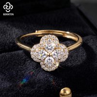 Rinntin Real Moissanite Diamond Clover Finger Ring 925 Sterling Silver Wedding Ring Party Fine Jewelry Accessories MOR18