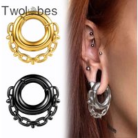 Twolobes 2PCS Cool Chain 316 Stainless Steel Ear Weights Hangers Expander Piercing Women Man Earrings Body Jewelry 6mm 2G