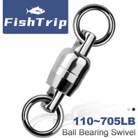 FishTrip Fishing Swivel Stainless Steel Dual Ball Bearing Swivels Heavy Duty High Strength One-piece Design Saltwater Freshwater