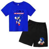 Supersonic Two-piece Set kids Round Neck T-shirt Cool Summer Boys Girls Cute Charming Clothes Short-sleeved+Shorts 2P Casual Set
