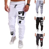 Pantalon de survêtement actif pour hommes, jogging avec lettres imprimées, cordon de serrage, taille élastique, Fitness, sport, automne et hiver