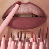 12 Kinds Of Waterproof Lip Liner In Different Colors, Matte Finish, Easy Coloring Non Fade Color Rendering Lip Gloss Beauty