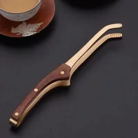Anti-hot Wood Copper Tea Clip 17cm Non-Slip Tea Set Tweezers Tea Ceremony Accessories Household Supplies Wooden Tongs