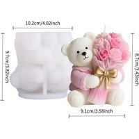 Bear holding flower silicone mold, 3D modeling, easy to demould without deformation, can be used to make handmade candles/gypsum