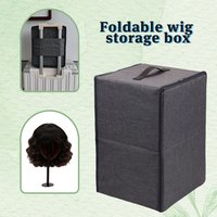 Luxury Wig Packaging Box Foldable Wig Storage Box With Top Handle, Portable Travel Wig Case Dustproof Hair Boxes Packaging Wig image 4