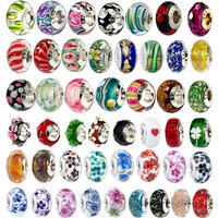 Original Silver Gold Plated Murano Glass Charm Beads Fit Snake Chain Bracelet Women Jewelry Gift Fit 925 Bracelets Bag Charms